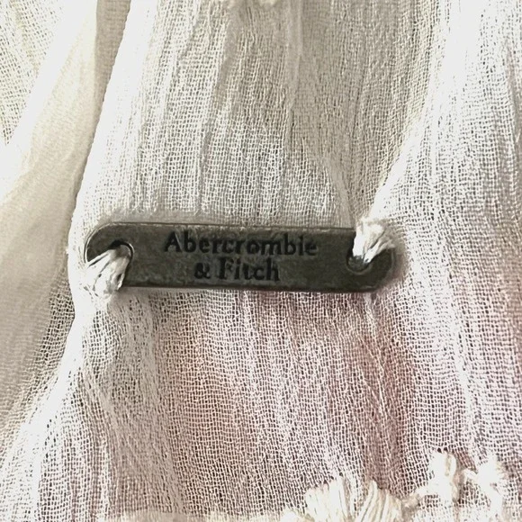Abercrombie Fitch Sz XS Sheer Blouse Ruffles Elastic Waist Embroidered Victorian - Picture 15 of 16